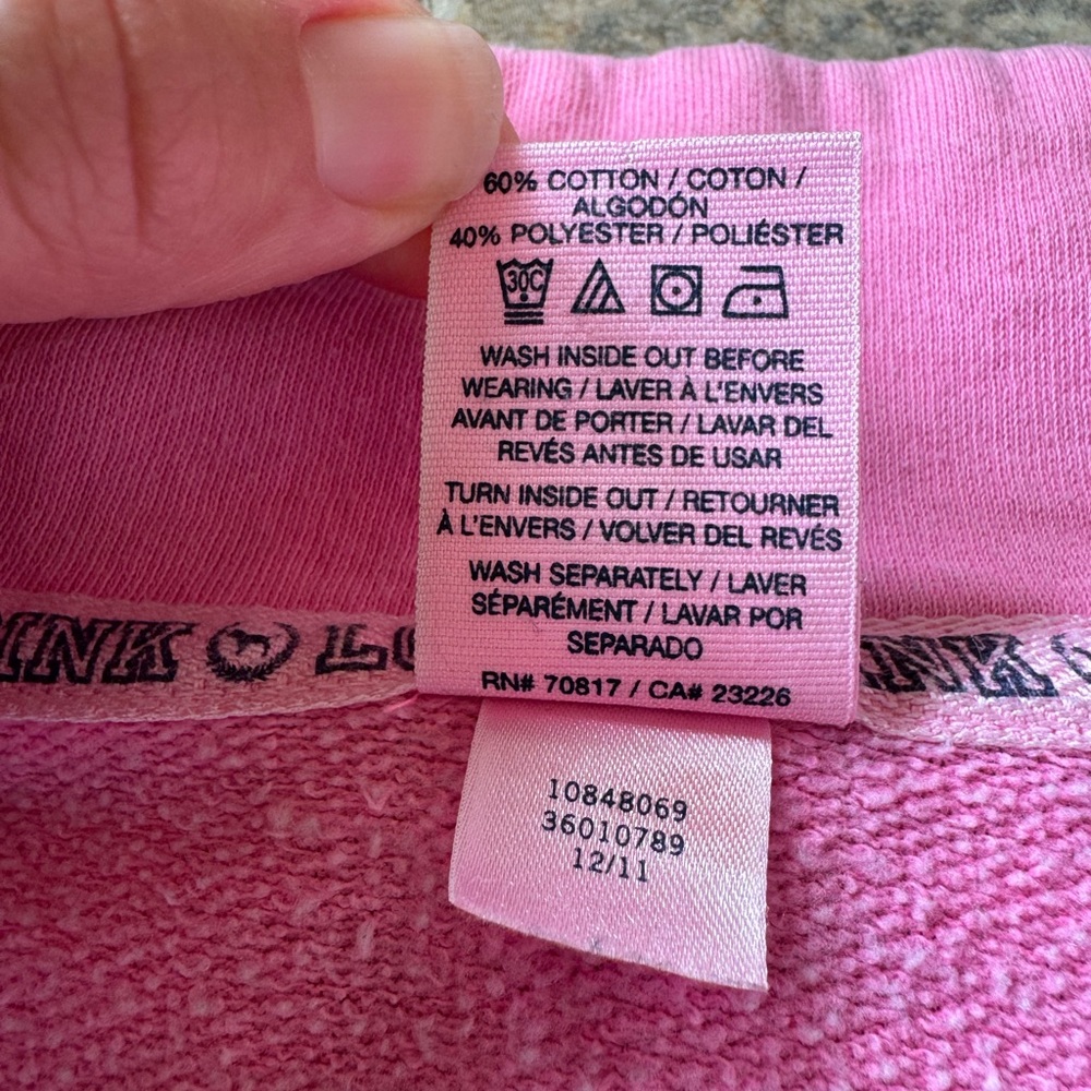 Victoria's Secret Hot Pink Quarter Zip Dog Logo Sweatshirt Size Small - Picture 8 of 8
